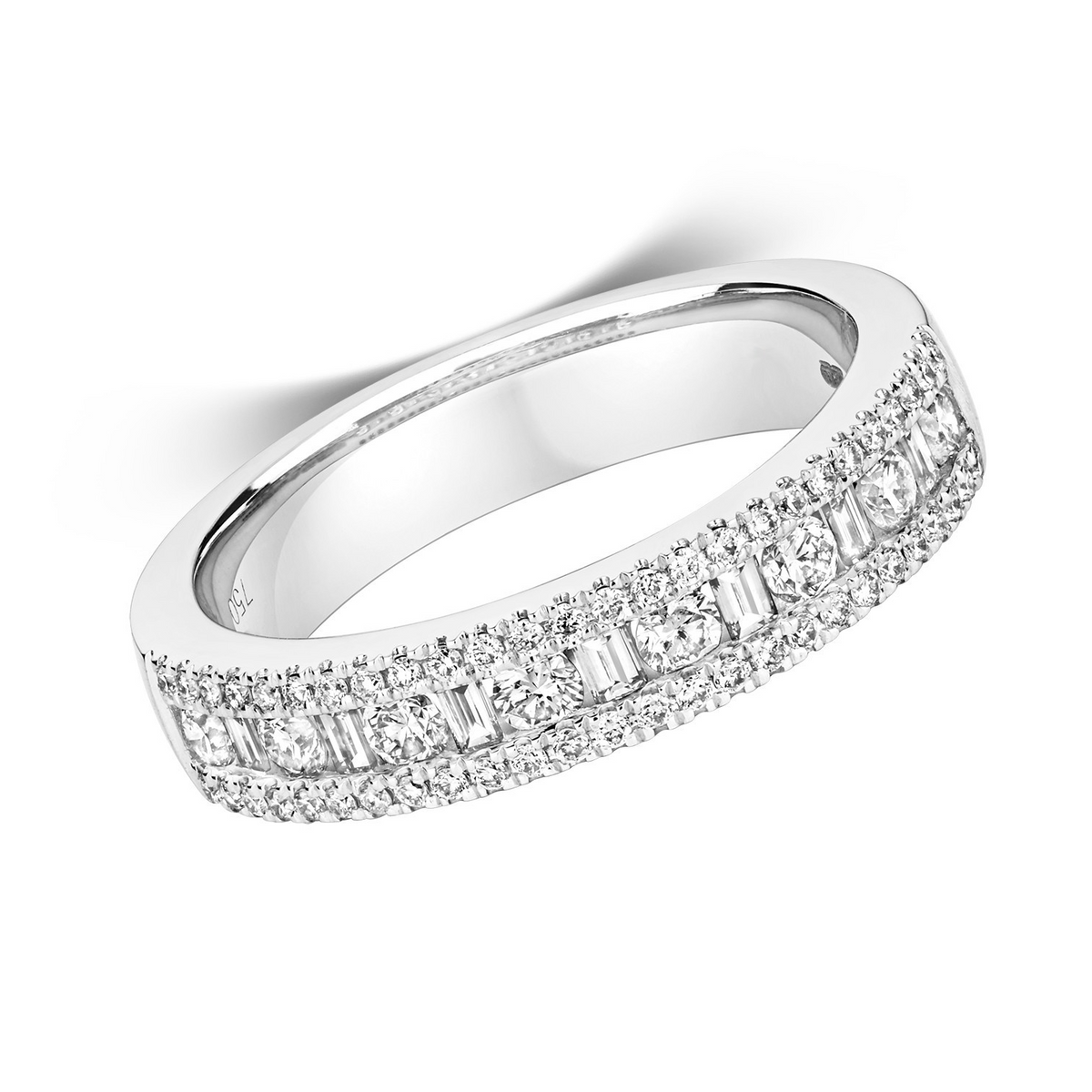 67 Natural Diamond Baguette Band Ring 18ct White Gold Hallmarked Sizes J - Q