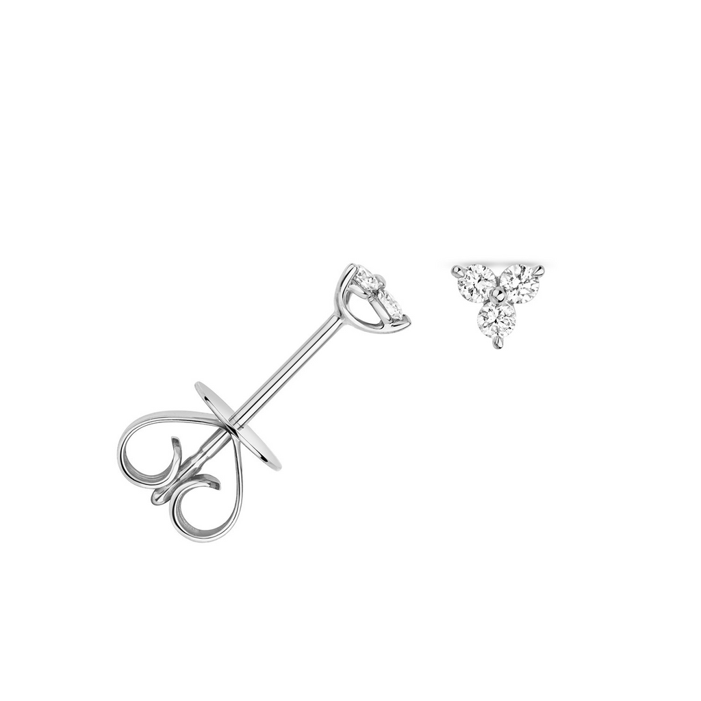 3 Natural Diamond Stud Earrings 18ct White Gold Hallmarked British Made