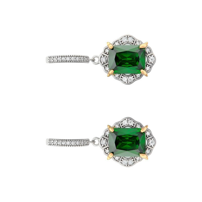 Vintage Emerald Drop Earrings Sterling Silver 925 Hallmarked British Made