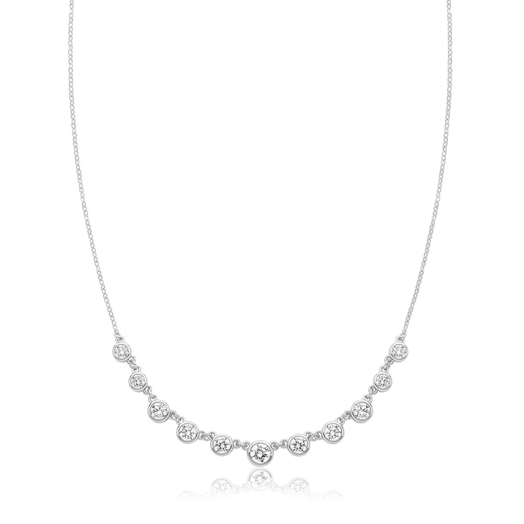 Graduated Bezel Set Necklace Sterling Silver 925 Hallmarked British Made