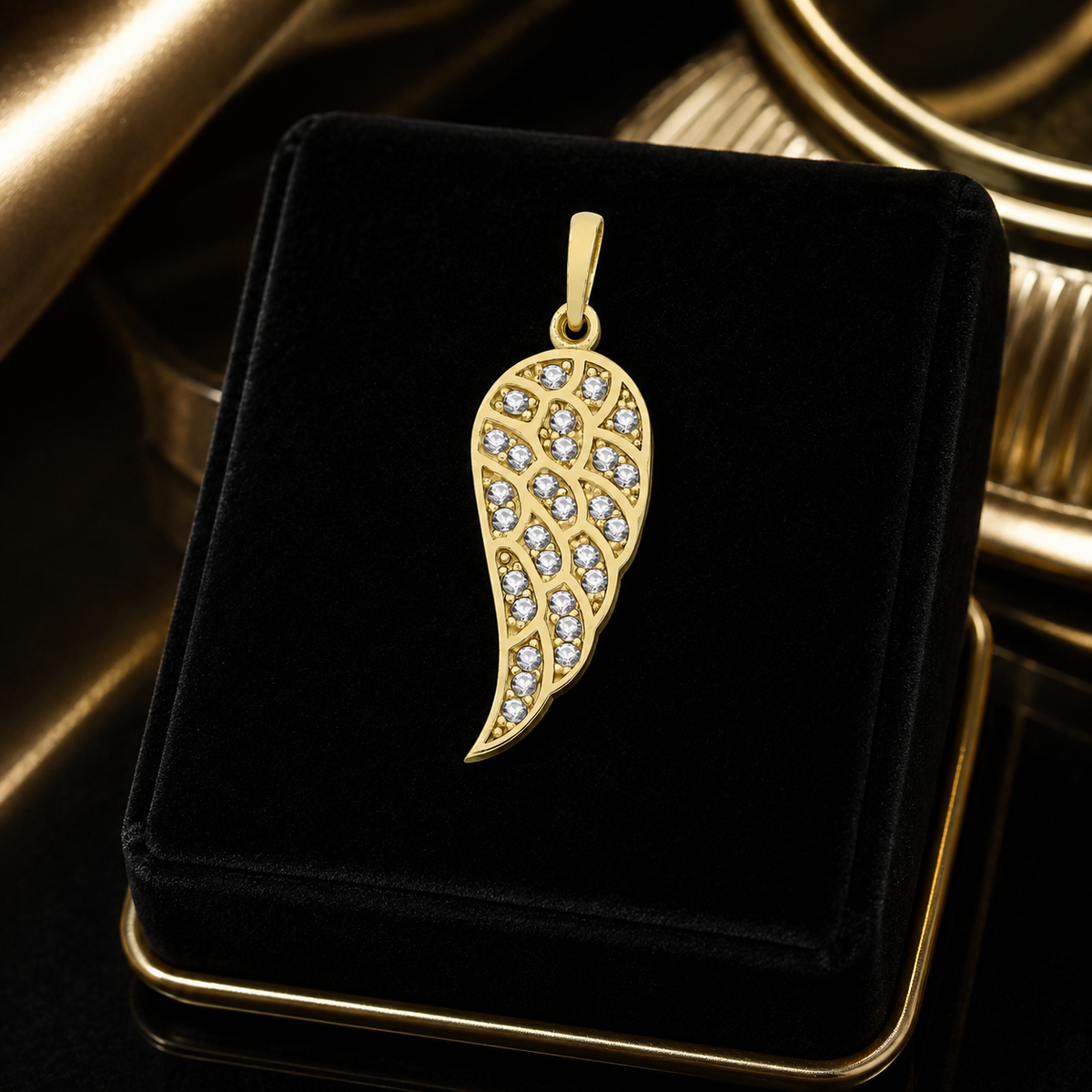 Angel Wing 9ct Yellow Gold Pendant 375 Hallmarked British Made All Chain Lengths