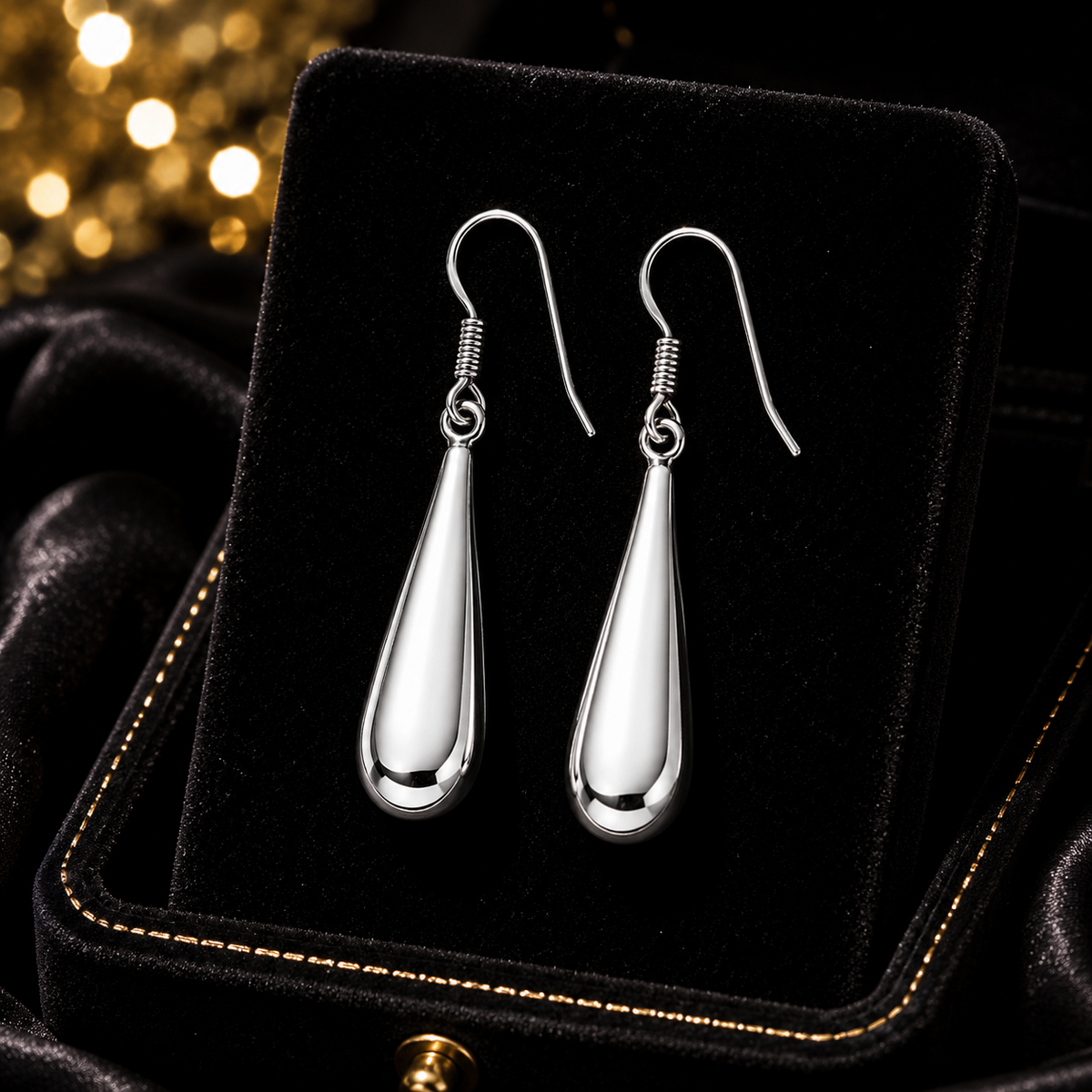 Sterling Silver Plain Drop Earrings 925 Hallmarked British Made Brand New