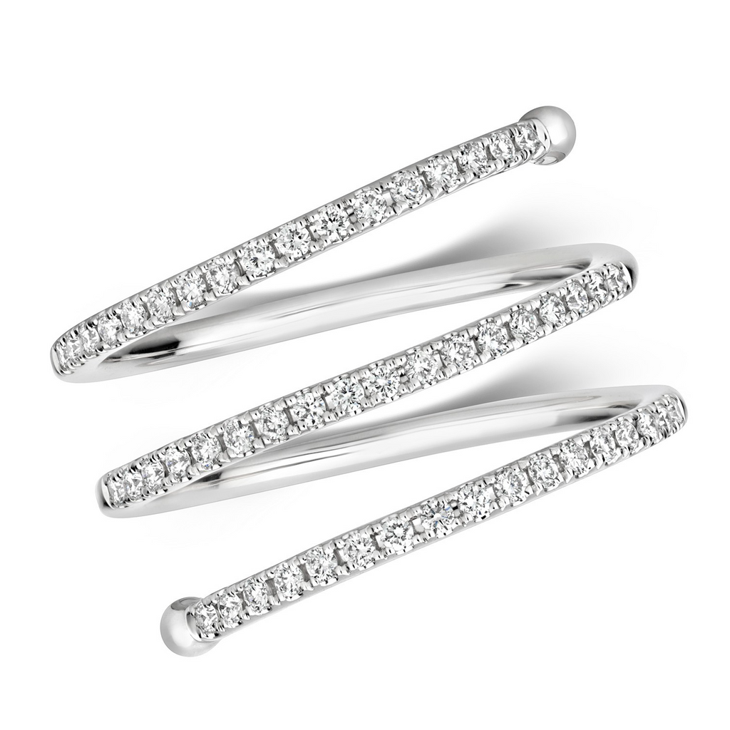 51 Natural Diamond Sprial Wrap Ring 18ct White Gold Hallmarked Sizes J - Q