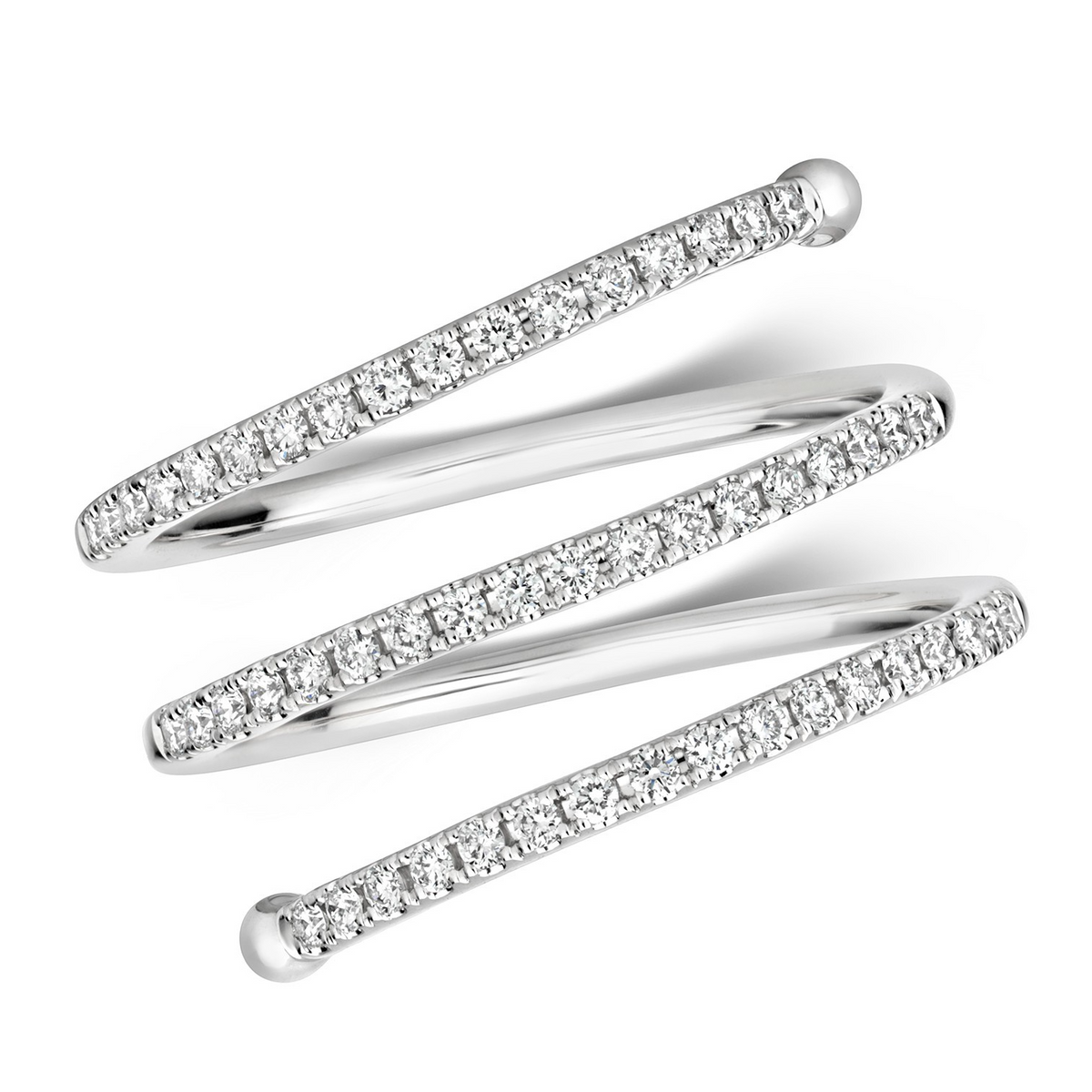 51 Natural Diamond Sprial Wrap Ring 18ct White Gold Hallmarked Sizes J - Q