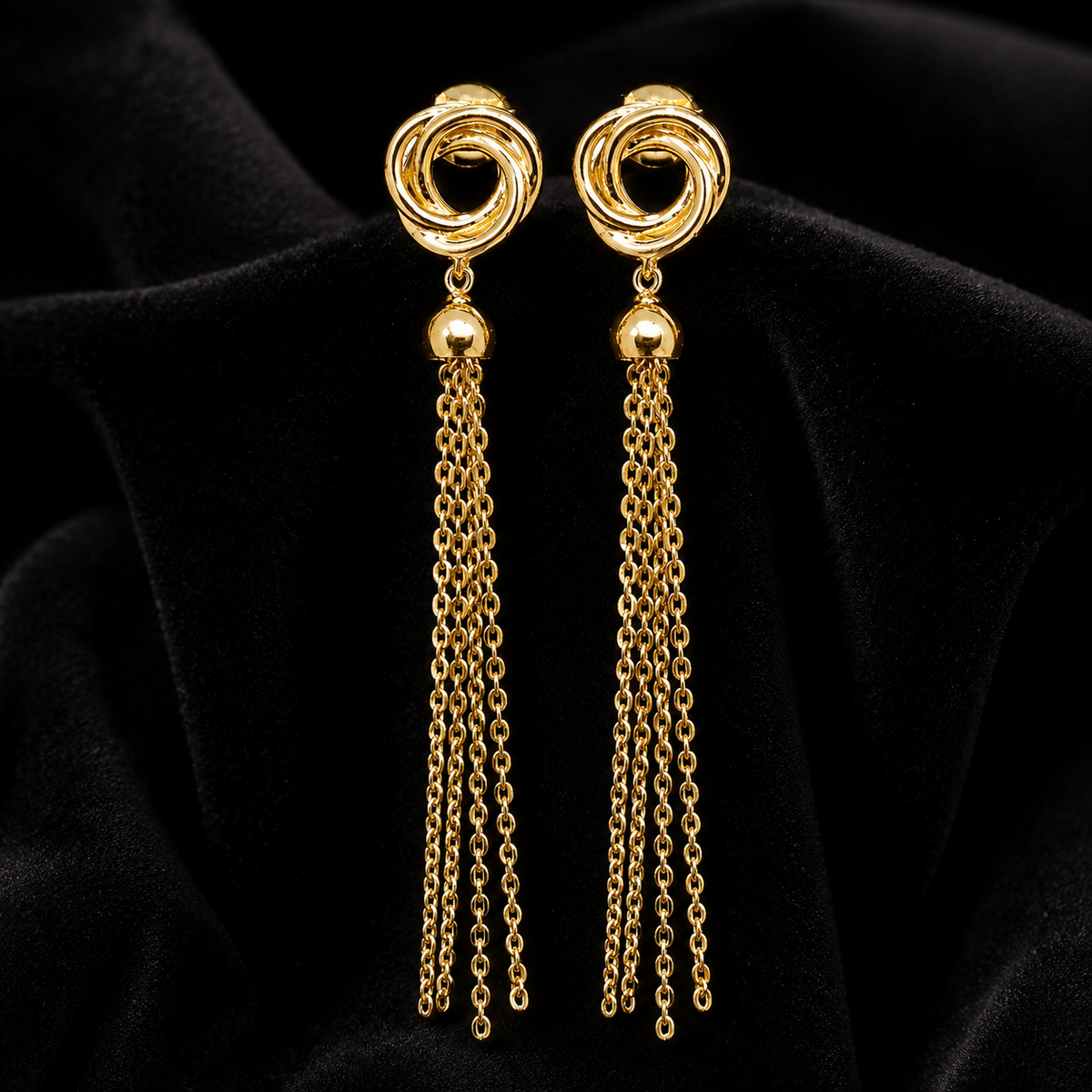 Loop And Chain Drop Earrings 9ct Yellow Gold 375 Hallmarked Brand New Boxed