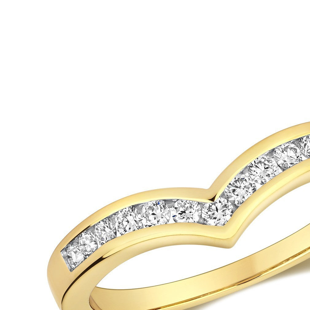 13 Natural Diamond Wishbone Ring 18ct Yellow Gold Hallmarked Sizes J - Q
