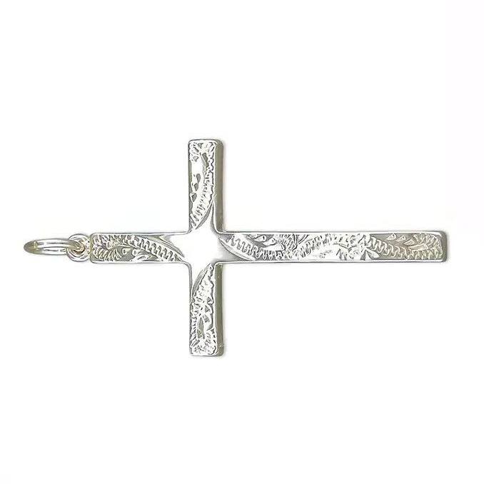 Large Engraved Cross Sterling Silver 925 Hallmark British Made All Chain Lengths