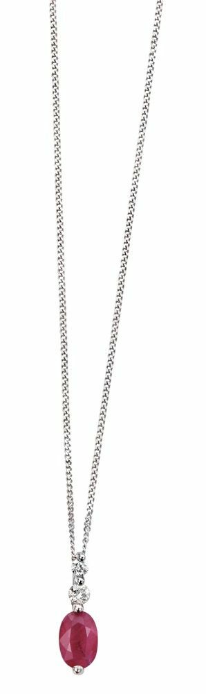 Ruby and Diamond Pendant 9ct White Gold 375 Hallmarked British Made