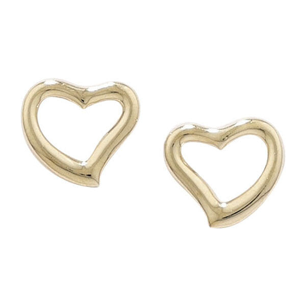 Open Heart Stud Earrings 9ct Yellow Gold Hallmarked Brand New Boxed