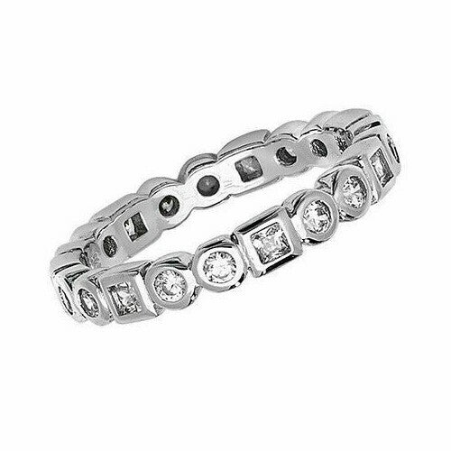 Sterling Silver Eternity Ring Anniversary Gemstone 925 Hallmarked Size L - Q