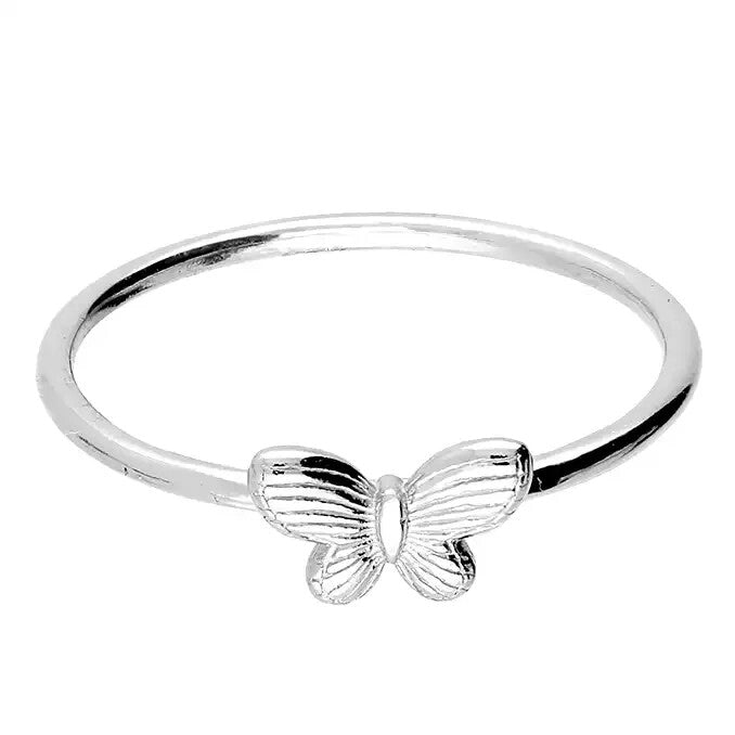 Textured Butterfly Ring Sterling Silver 925 Hallmarked British Made Size J - Q