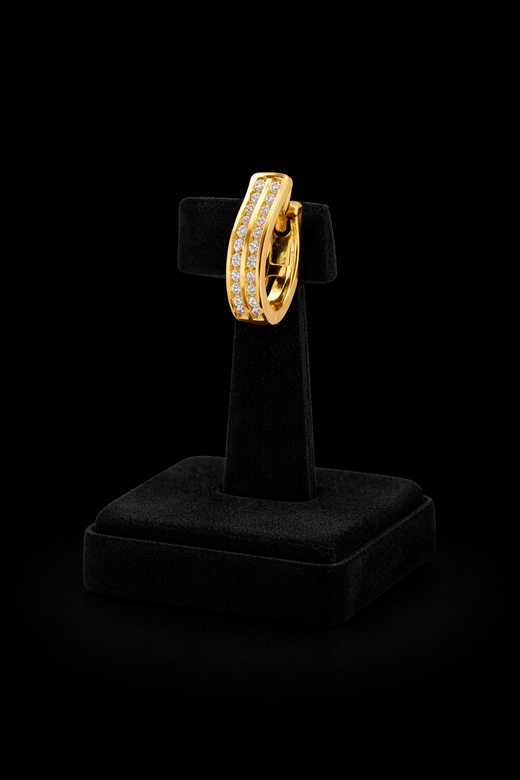 Mens 22 Stone Huggie Hoop Earring 9ct Yellow Gold 375 Hallmarked Brand New Boxed