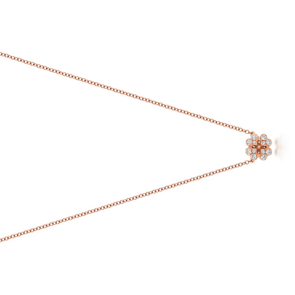 12 Natural Diamond Clover Necklace 18ct Rose Gold Hallmarked British Made
