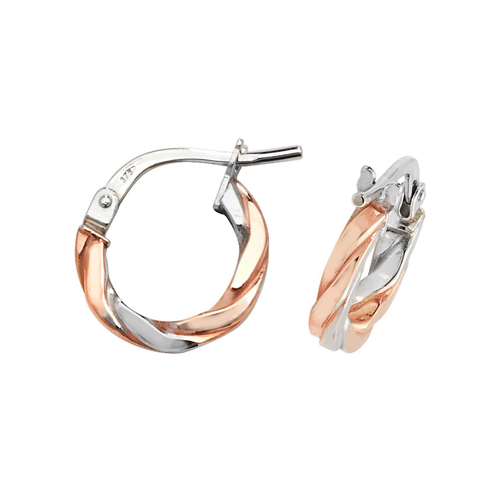 9ct White/Rose Gold Ribboned Hoop Earrings 375 Hallmarked 8mm - 30mm Diameter