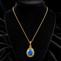 Natural Teardrop Blue Opal Pendant 9ct Yellow Gold 375 Hallmarked British Made