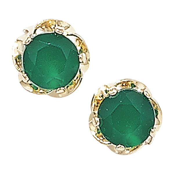 Yellow Gold Emerald Earrings Solitaire Natural Stone 375 9 Carat New Boxed