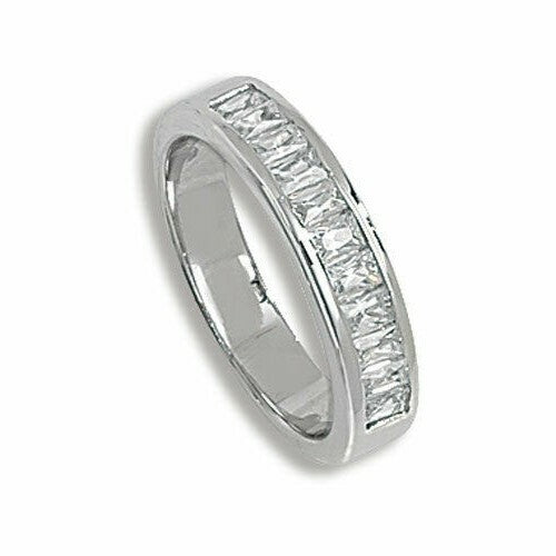 Sterling Silver Eternity Baguette Ring Anniversary 925 Hallmarked Size L - T