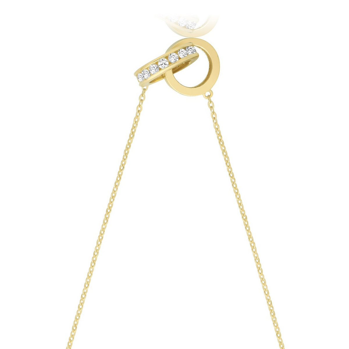 Sparkling Linked Ring Necklace 9ct Yellow Gold 375 Hallmarked British Made