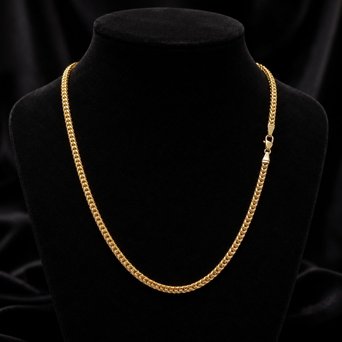 Yellow Gold Square Franco Chain British Made Fully Hallmarked 20" Weight 35g