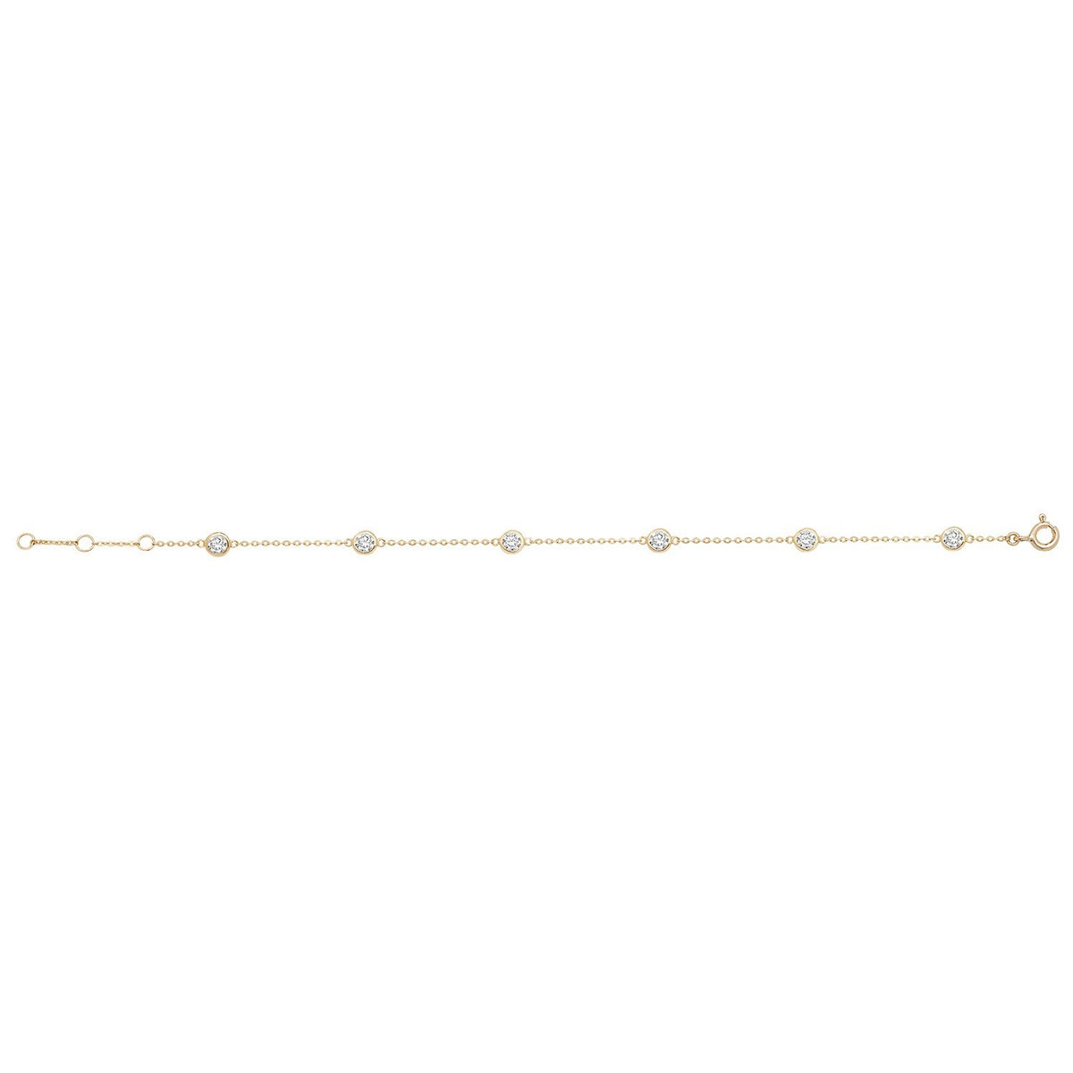 Ladies 6 Stone Bezel Bracelet 9ct Yellow Gold 375 Hallmarked British Made