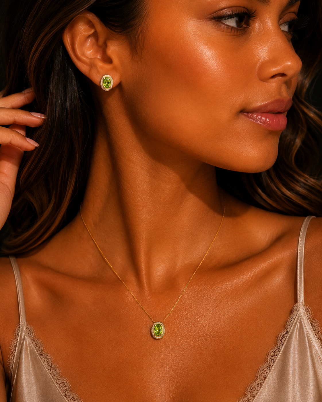 Vintage Oval Peridot Stud Earrings 9ct Yellow Gold 375 Hallmarked British Made