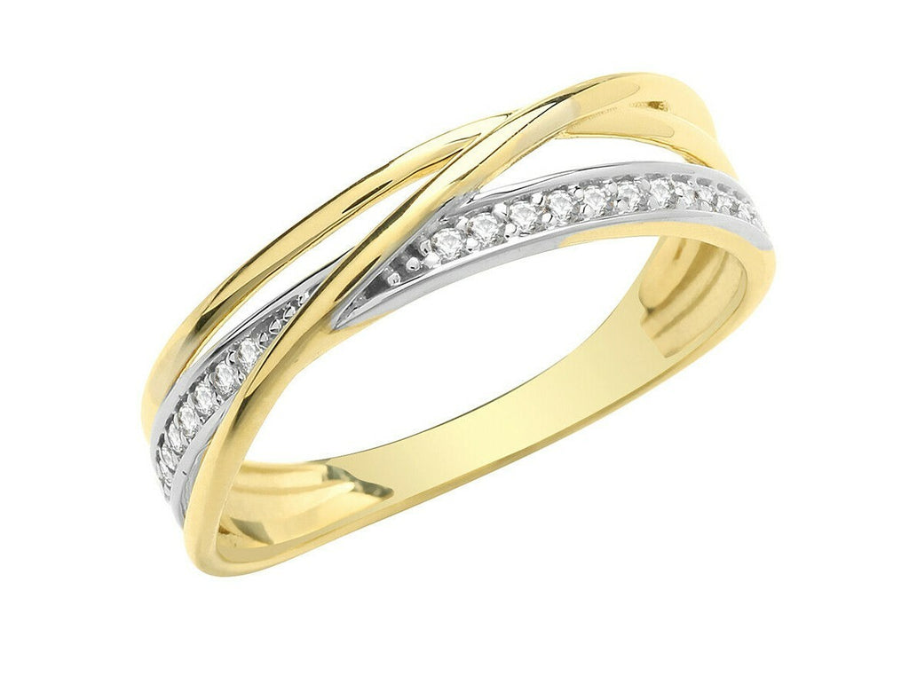 Crossover Gemstone Eternity Ring 9ct Yellow Gold Hallmarked Sizes L - Q