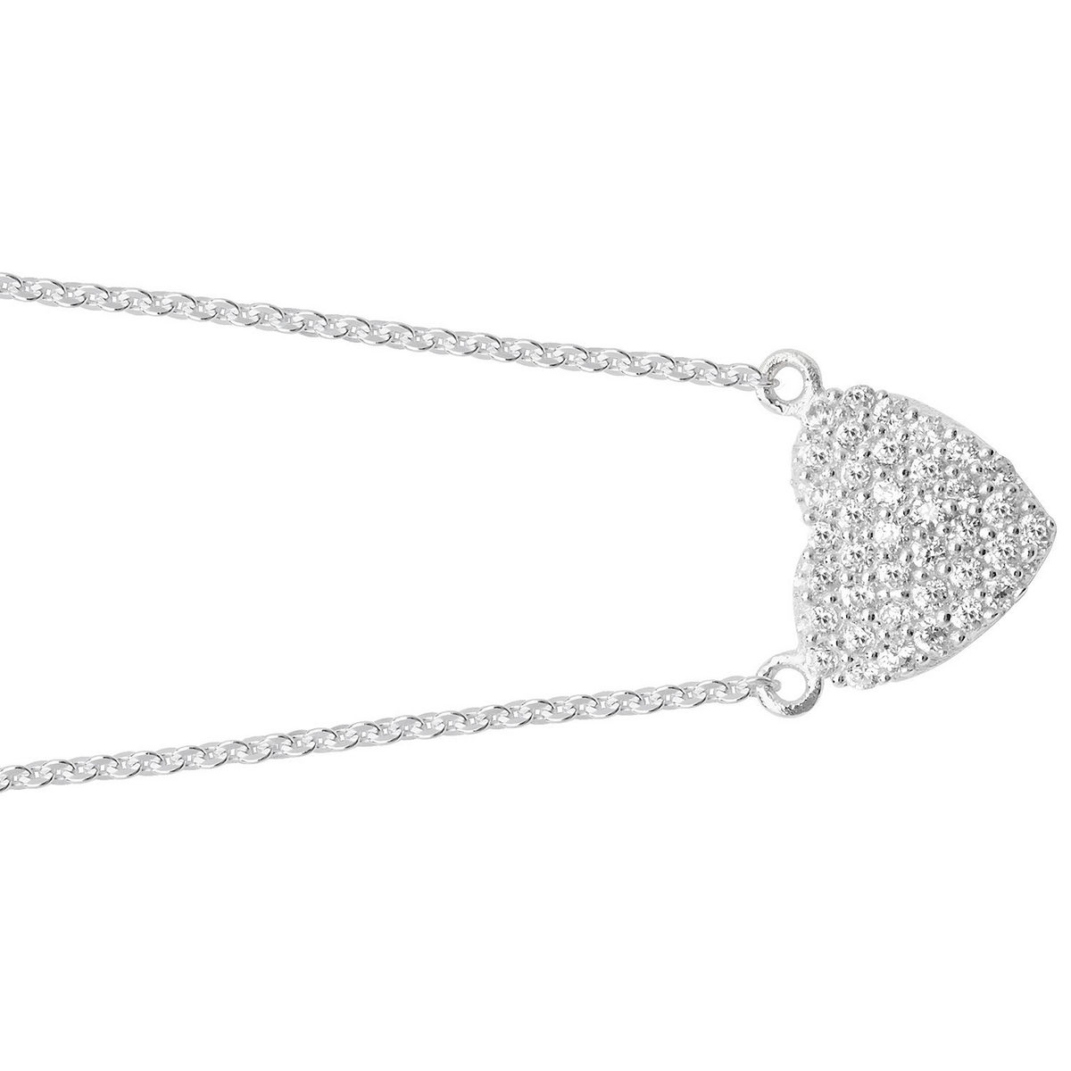 Ladies Pave Micro Heart Necklace Sterling Silver 925 Hallmarked British Made