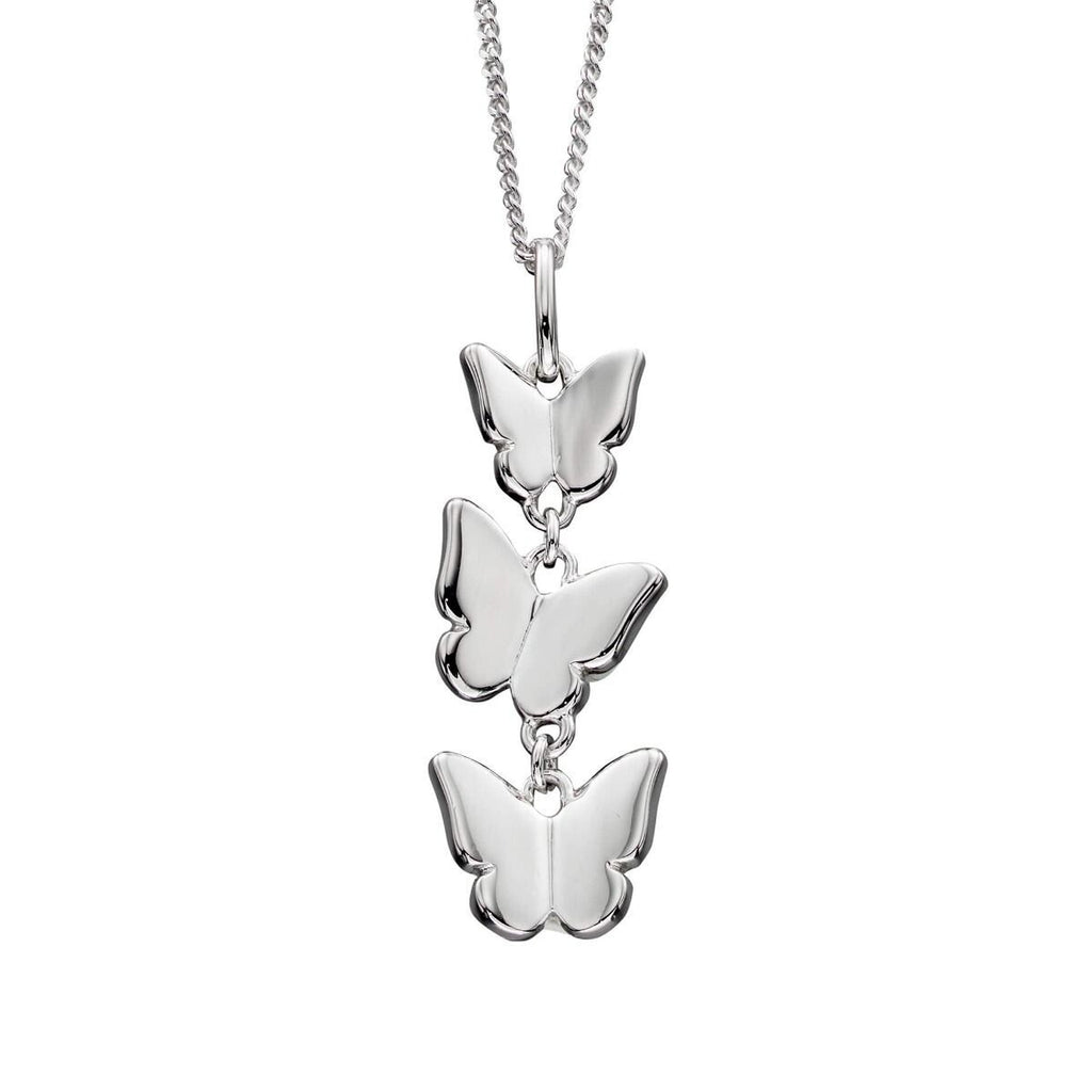 Triple Butterfly Pendant Sterling Silver 925 Hallmarked All Chain Lengths