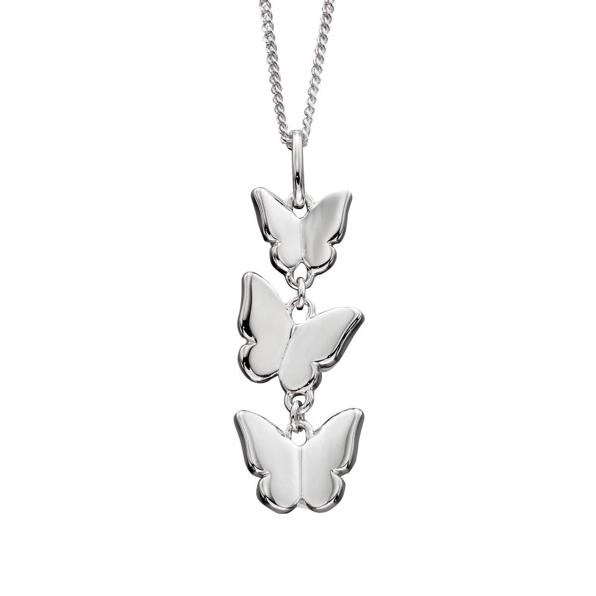 Triple Butterfly Pendant Sterling Silver 925 Hallmarked All Chain Lengths