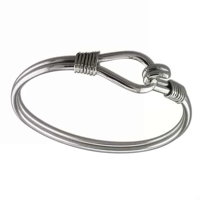 Heavy Loop And Hook Bangle Sterling Silver 925 Hallmarked British Made Brand New