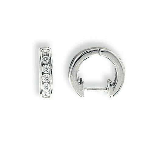 Mens Huggie Hoop Earring Cubic Zirconia Solid Sterling Silver Gents 925 Hallmark