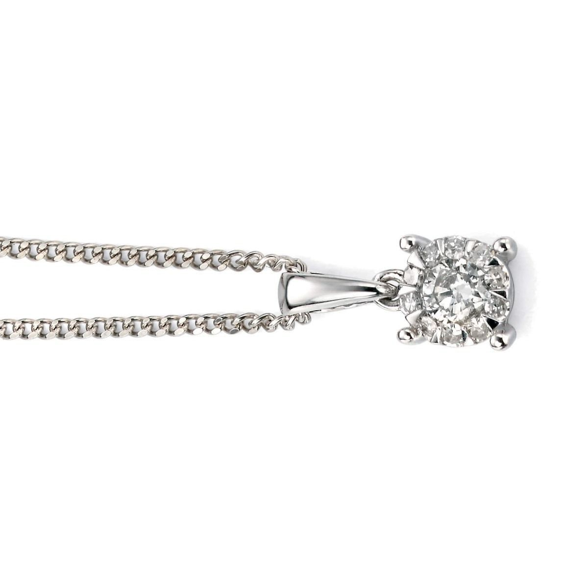 Cluster Diamond Pendant 9ct White Gold 375 Hallmarked British Made