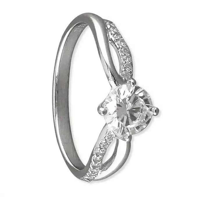 Solitaire Shoulders Ring Sterling Silver 925 Hallmarked British Made Size J - R