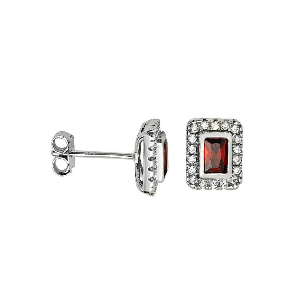 Garnet Gemstone Earrings Solid Sterling Silver 925 Hallmark Brand New Boxed