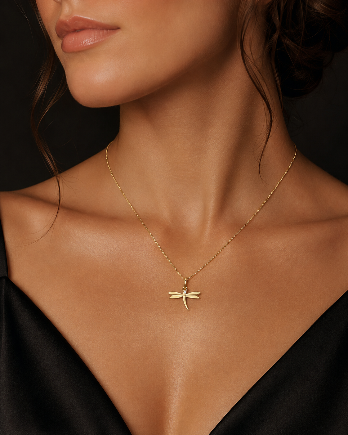 Drgonfly 9ct Yellow Gold Pendant 375 Hallmark British Made All Chain Lengths