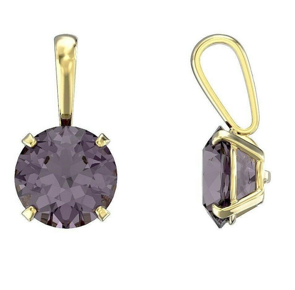 Yellow Gold Lavender Solitaire Pendant Hallmarked British Made All Chain Lengths