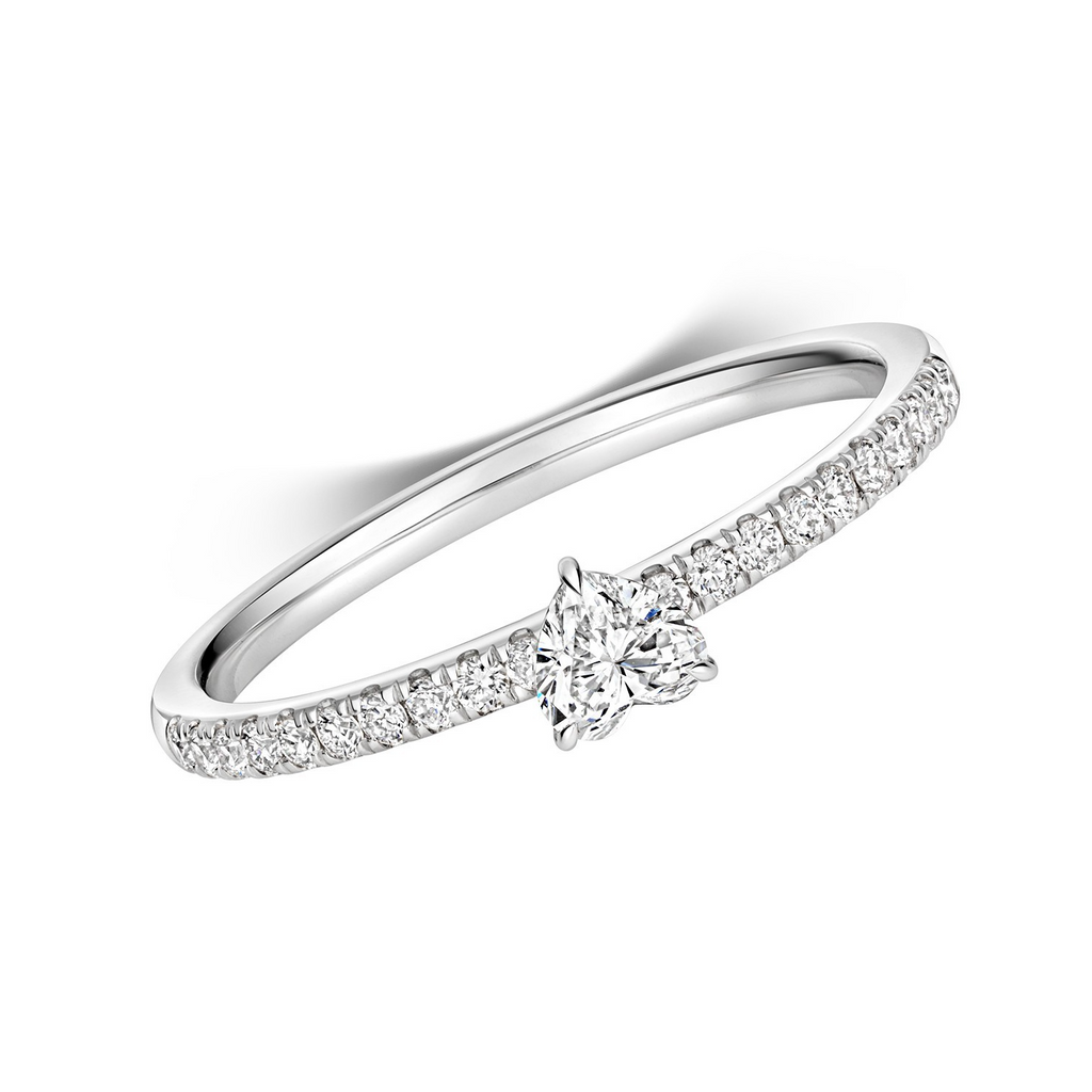 21 Natural Diamond Heart Ring 18ct White Gold Hallmarked Sizes K - N