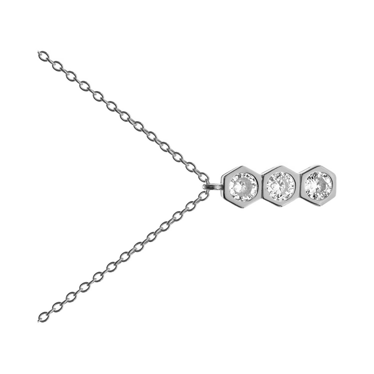 Triple Hexagon Necklace Solid Sterling Silver 925 Hallmarked British Made