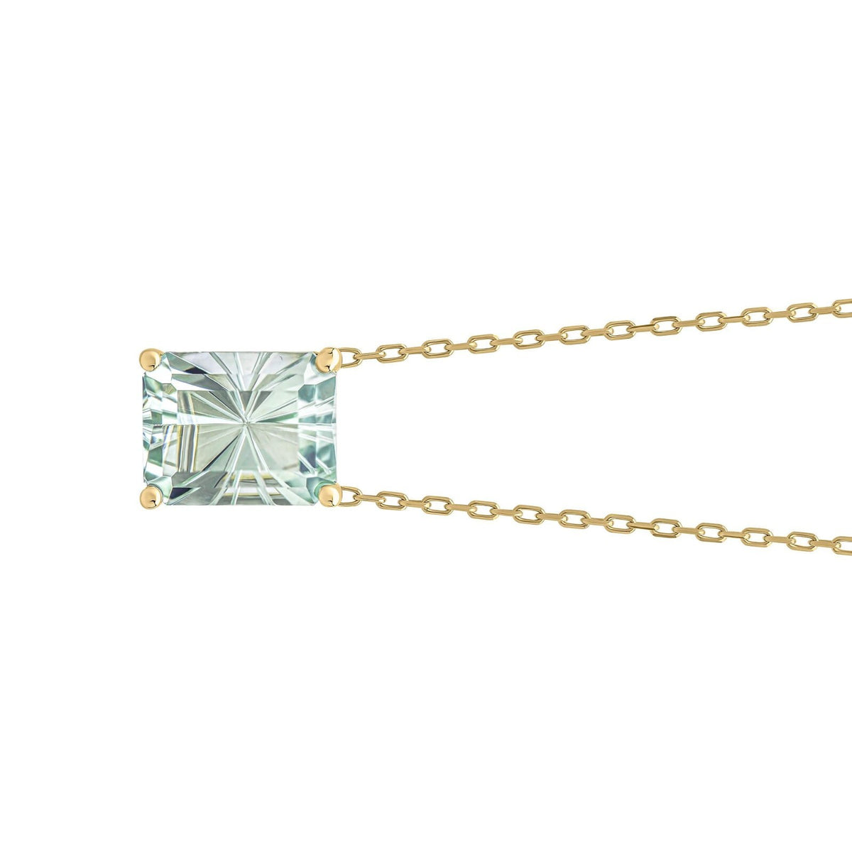 Octaganol Fancy Cut Amethyst Necklace 9ct Yellow Gold 375 Hallmark British Made