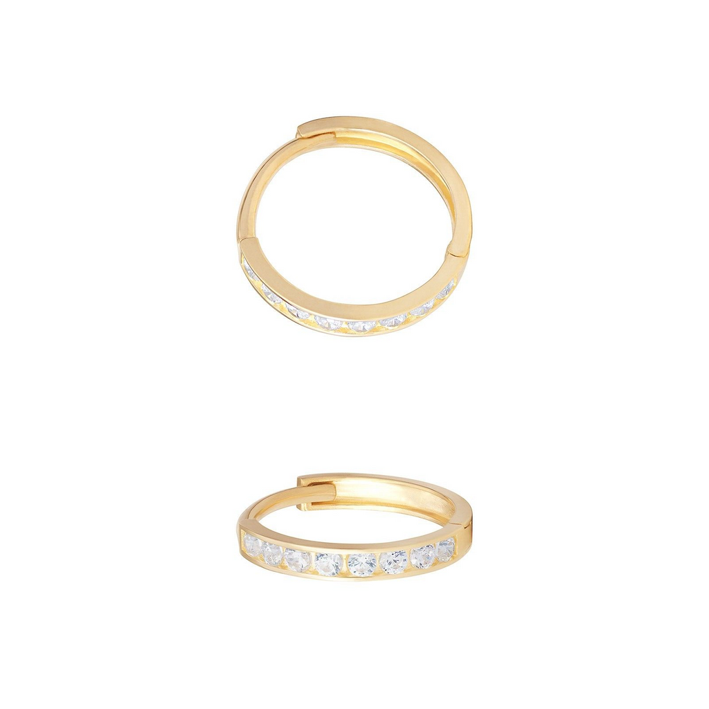 8 Stone Huggie Hoop Earrings 9ct Yellow Gold 375 Hallmarked British Made