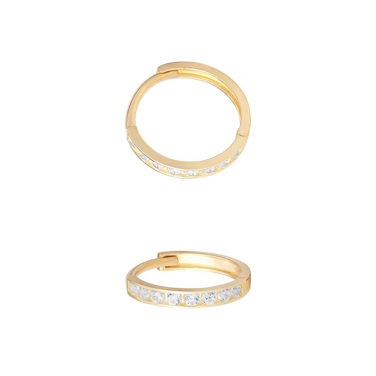 8 Stone Huggie Hoop Earrings 9ct Yellow Gold 375 Hallmarked British Made
