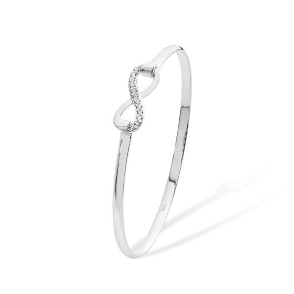 Sterling Silver Infinity Bangle Gemstone British Made Hallmarked Brand New 