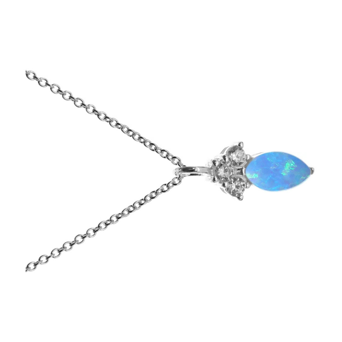 Natural Marquise Opal Necklace Solid Sterling Silver 925 Hallmarked British Made