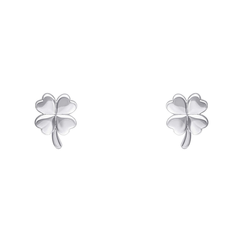 Four Leaf Clover Stud  Earrings Sterling Silver 925 Hallmarked Brand New Boxed