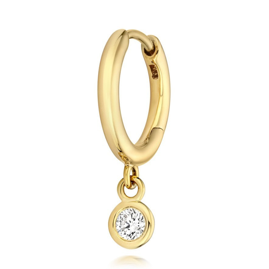 1 Lab-Grown Diamond Drop Hoop Earrings 18ct Yellow Gold Hallmarked British Made