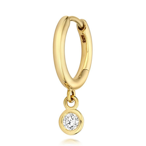 1 Lab-Grown Diamond Drop Hoop Earrings 18ct Yellow Gold Hallmarked British Made
