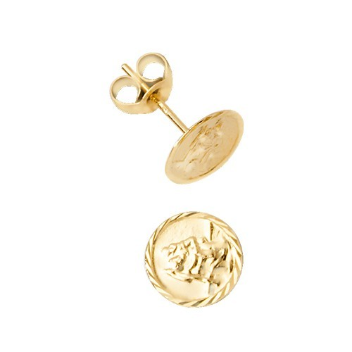 St Christopher Stud Earrings 9ct Yellow Gold 375 Hallmarked Brand New Boxed