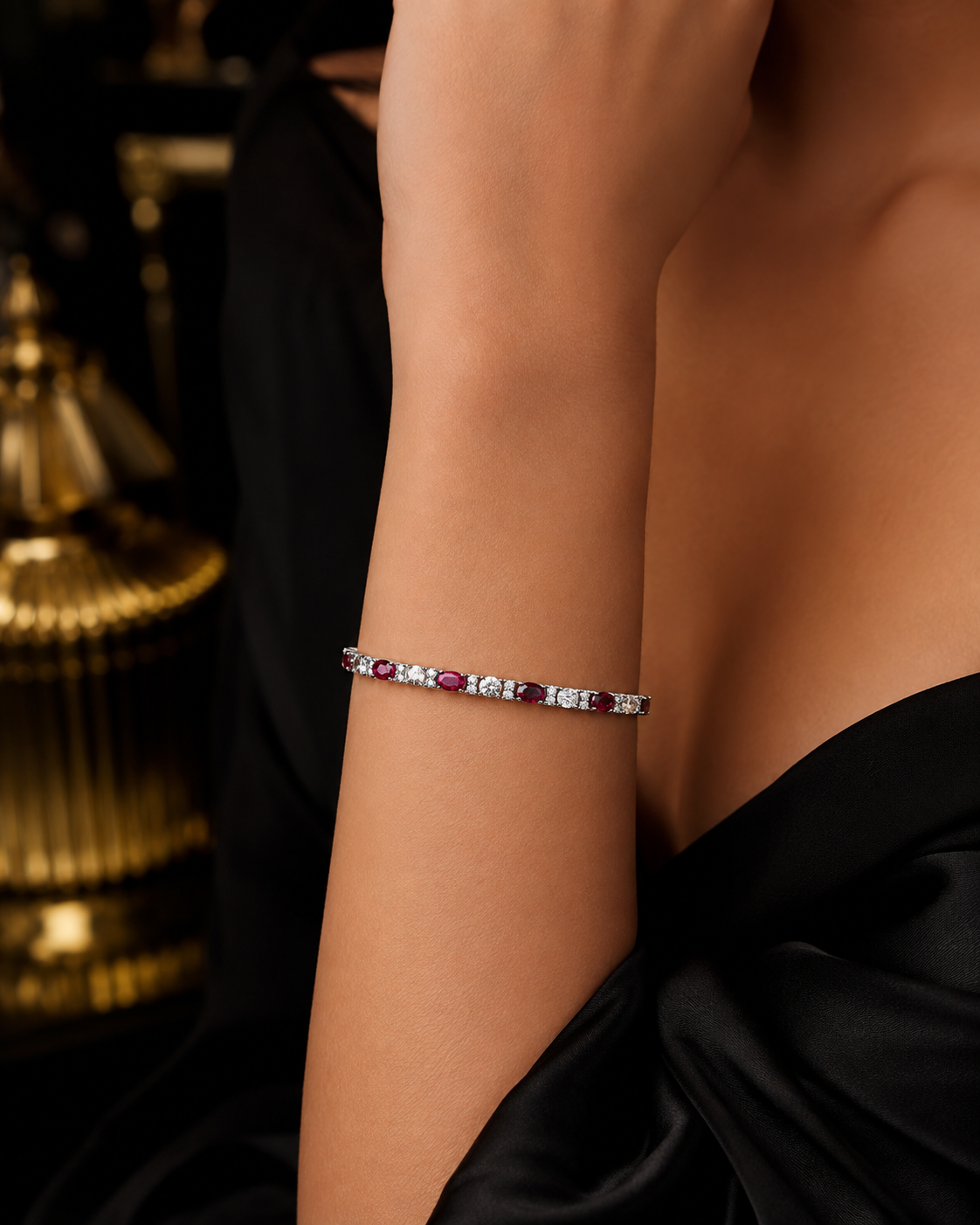 Natural Oval Ruby Tennis Bracelet Sterling Silver 925 Hallmarked Brand New
