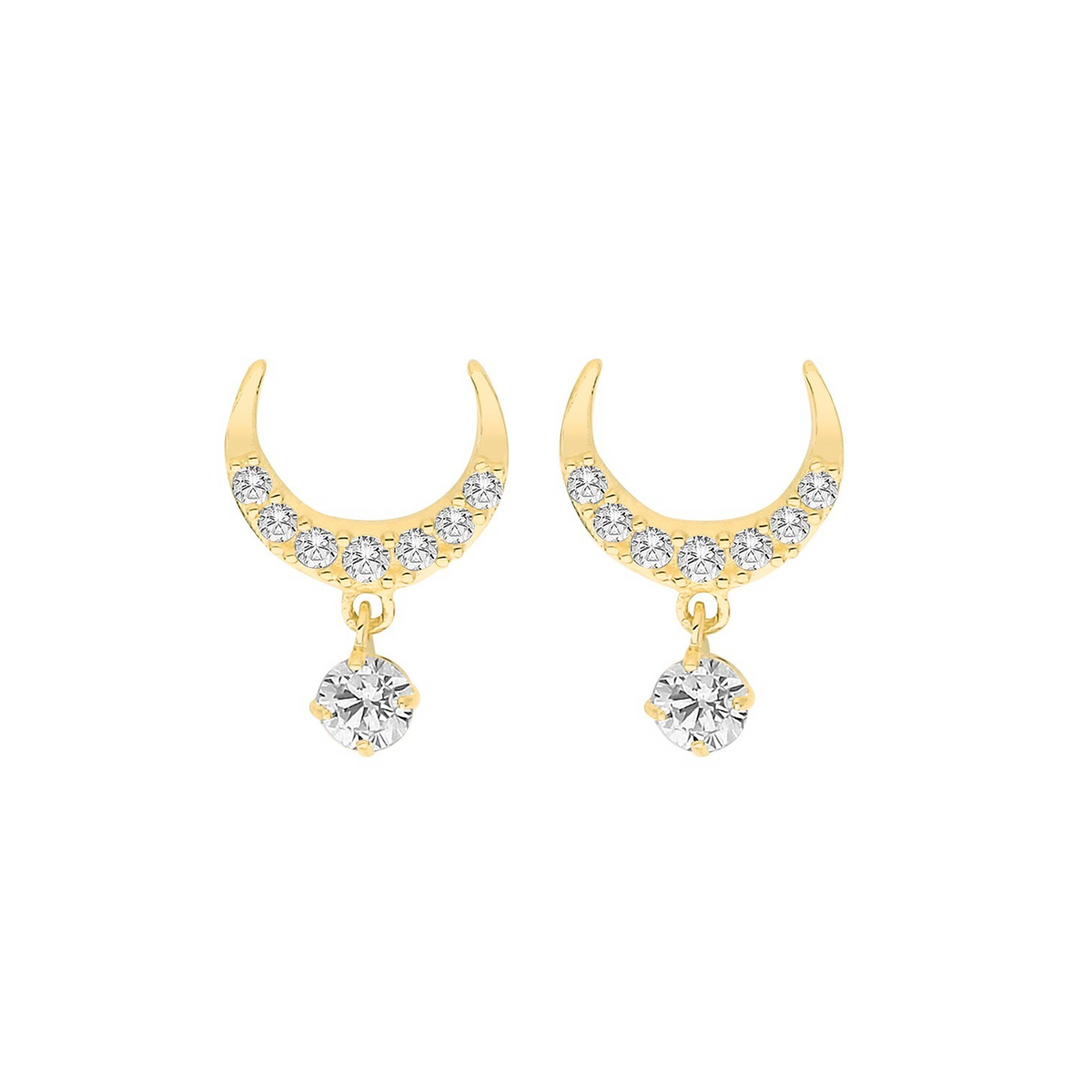 8 Stone Moon Drop Earrings 9ct Yellow Gold 375 Hallmarked Brand New