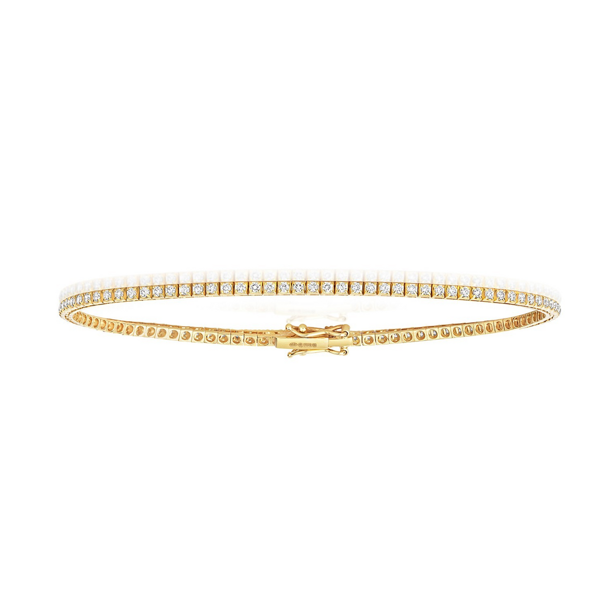 Natural Diamond 18ct Yellow Gold Tennis Bracelet 375 Hallmarked British Made